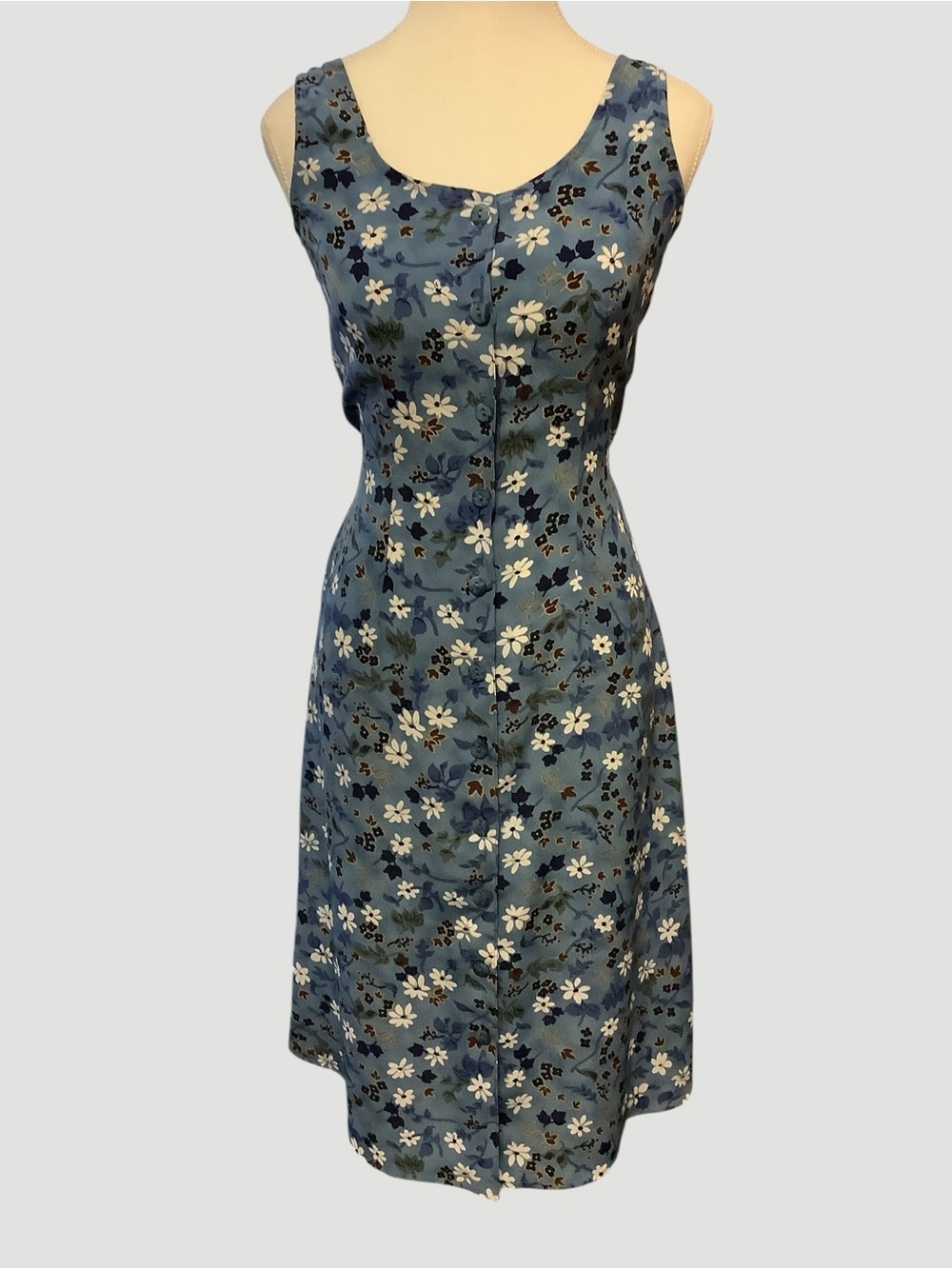 Poet Blue Floral Button Front Tie Waist Dress Size 5